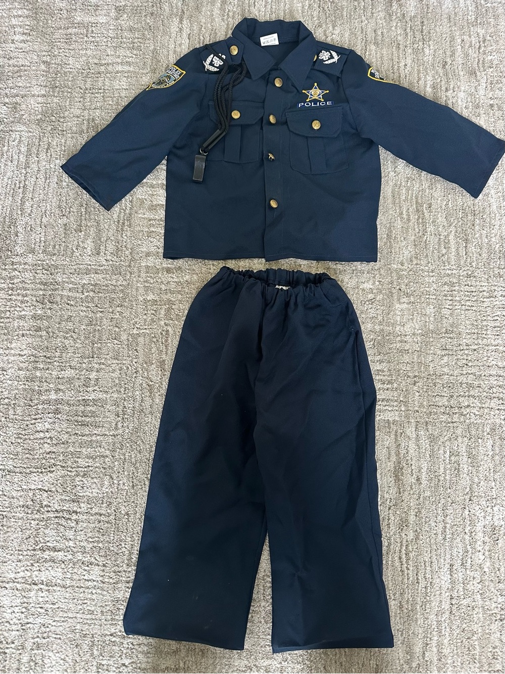 Kids navy blue Police Costume 2 piece Set - plus whistle